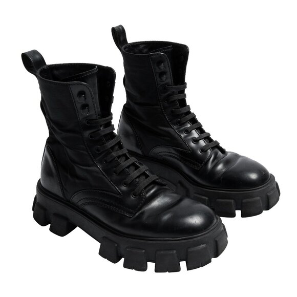 PRADA (Italy) Box Calf, Nylon, Monolith Combat Boots - Picture 2 of 6